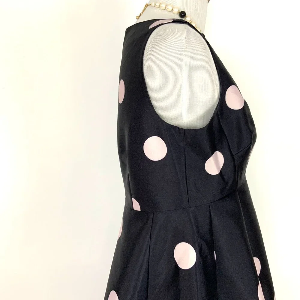 Kate Spade Steal The Spotlight Polka Dot Fit & Flare Dress Ink Navy Pink Sz 8